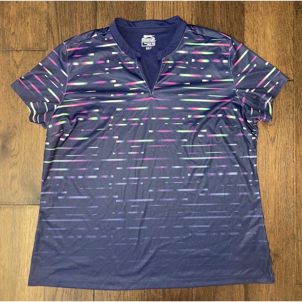 Slazenger Golf Shirt Womens XXL Blue Multicolor Short Sleeve Polo Activewear